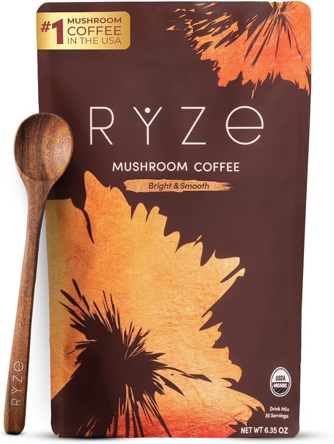 RYZE Organic Mushroom Coffee, Adaptogenic Blend, 30 Servings